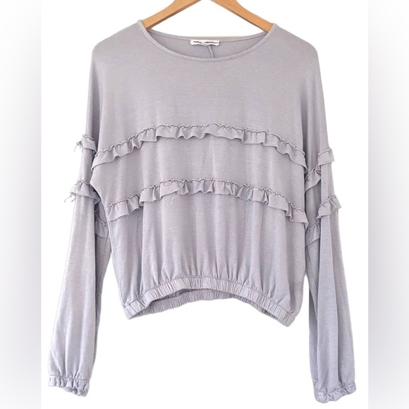 Don't Ask Why Ruffle lilac long sleeve sweater with elastic waistline - Picture 1 of 6